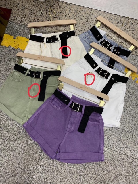 Quần short thô kèm đai
