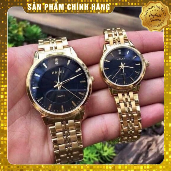 Đồng Hồ Đôi Halei Máy Nhật Chống Nước. Đồng Hồ Cặp Mạ Vàng Cực HOT