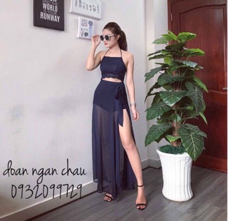 SET MAXXI ÁO YẾM + VÁY XẺ
