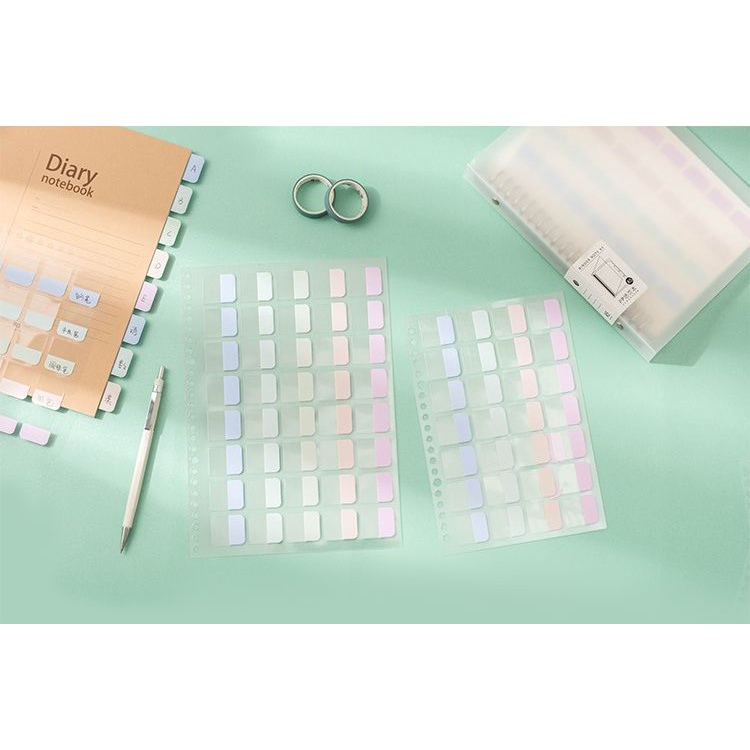 Set 4 Tab phân trang + miếng đánh dấu mục trang sách gắn sổ còng A5 và B5 P10- BÚT ĐẸP