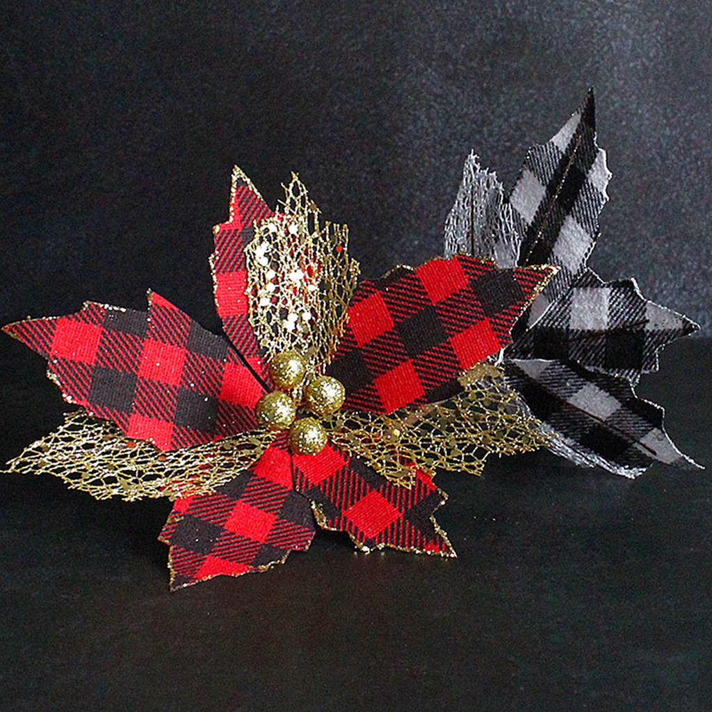 Hoa Giả Bằng Nhựa Màu Đỏ Đen Dùng Trang Trí Giáng Sinh