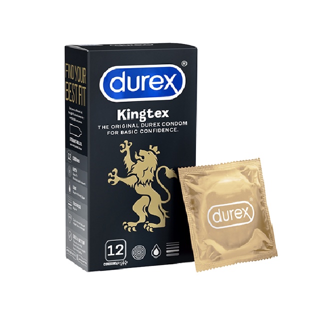 Bao cao su chính hãng Durex Kingtex - bcs hộp 12 chiếc