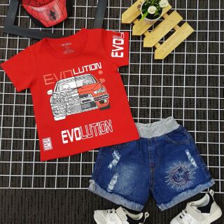 Set quần jean, áo thun bé trai