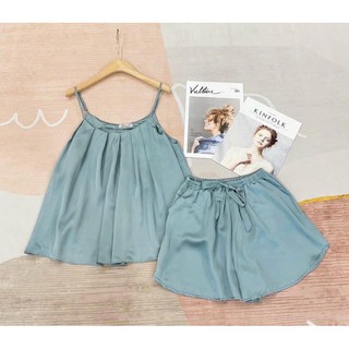 Đồ Ngủ Cao Cấp 🍀 Bộ Hai Dây Lụa Thái Xếp Ly Chất Liệu Mát Lịm MS02