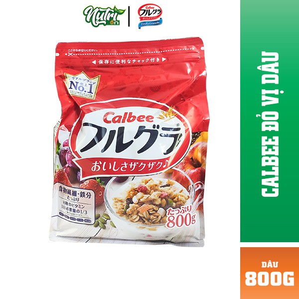 Ngũ cốc Calbee Nhật bản màu đỏ truyền thống túi mới 750g chính hãng giảm cân ăn kiêng ăn sáng cho người bận rộn