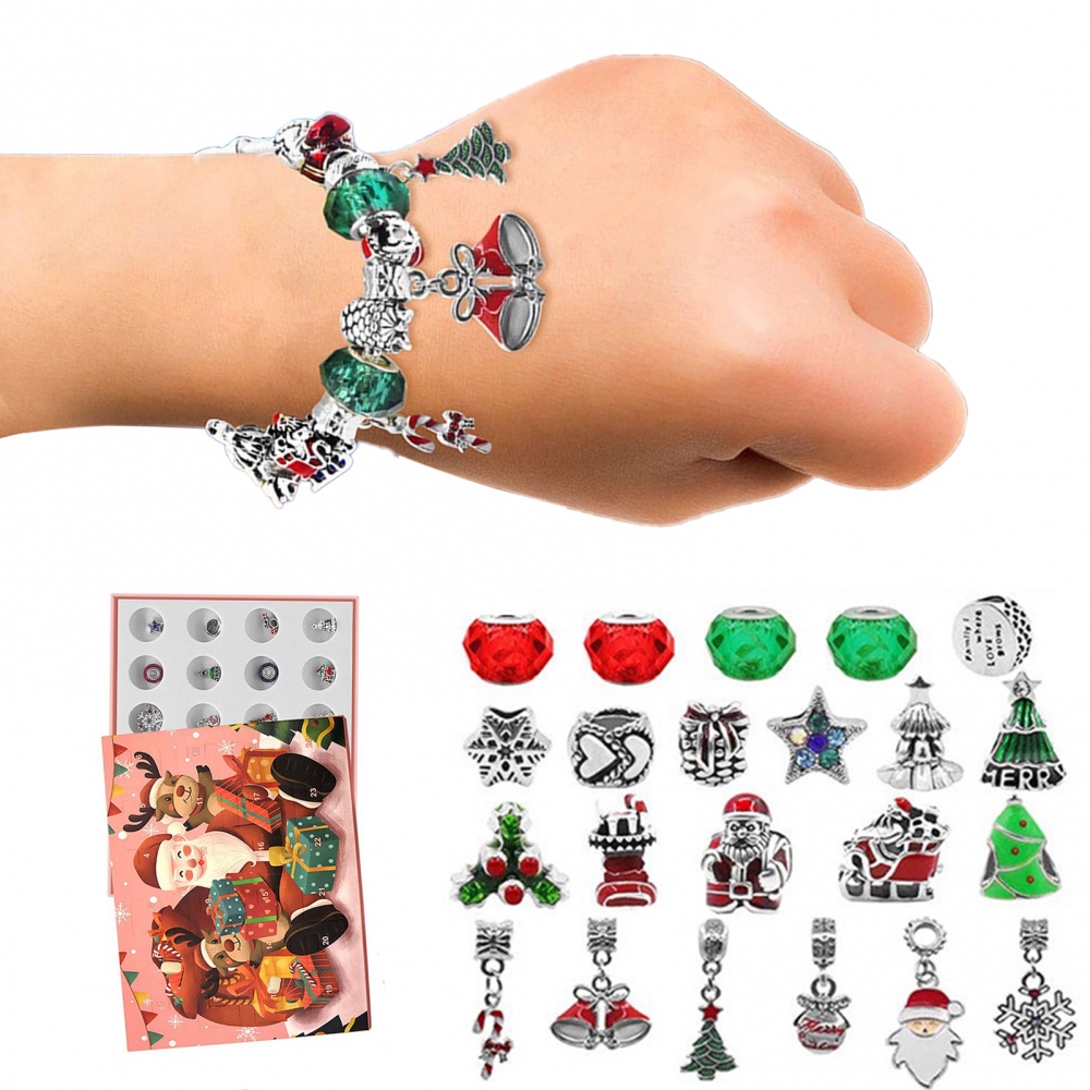 Bộ Lịch 2022 Đếm Ngược 24 Ngày Kèm 22 Hạt Charm Và 2 Vòng Đeo Tay Xinh Xắn Dùng Làm Quà Tặng Giáng Sinh