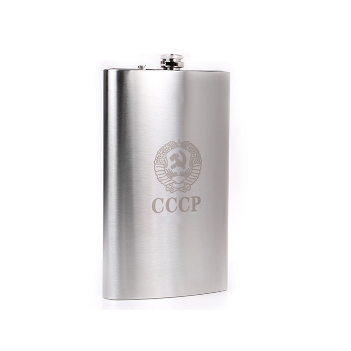 [2 LÍT, INOX 304, DÀY 0.6mm] Bình đựng rượu CCCP inox 304, dung tích 2 lít (64oz), bao da rời độc đáo & tiện dụng