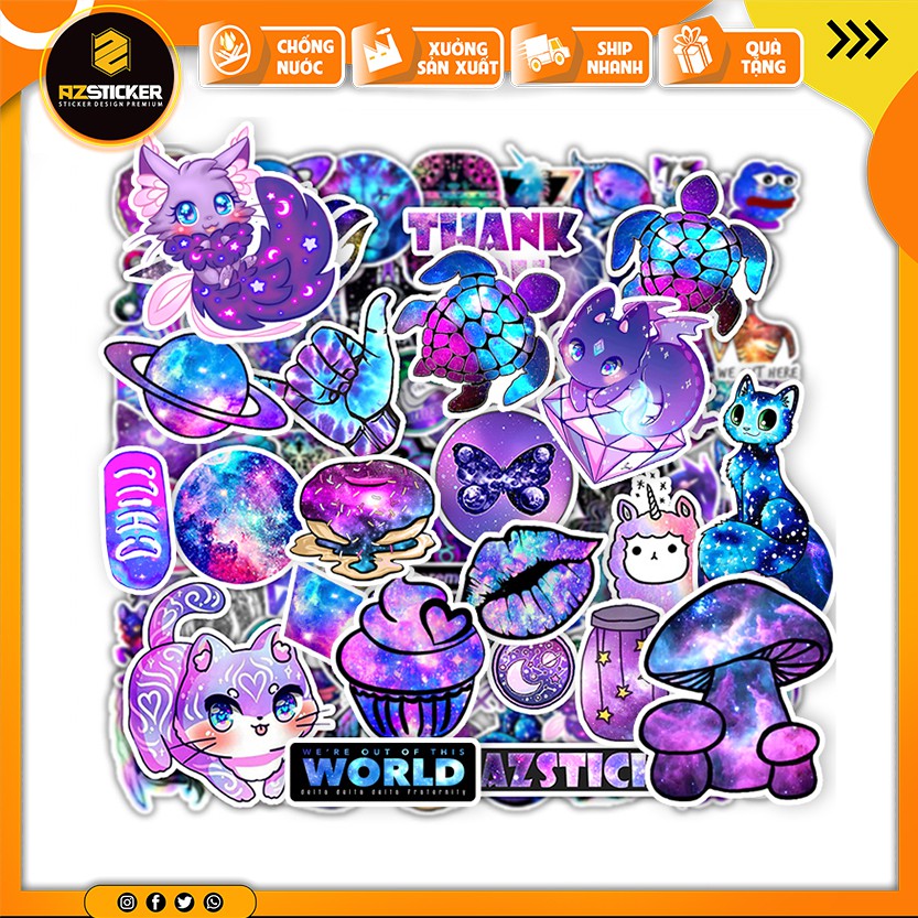 Sticker Chủ Đề Vũ Trụ Galaxy Chống Nước Cắt Sẵn Từng Hình | STK88 | Sticker Dán Mũ Bảo Hiểm Điện Thoại Laptop Bình Nước