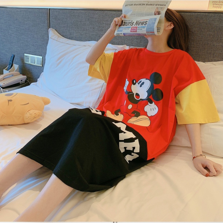 Đầm Mặc Nhà, Mặc Ngủ Dài Hoạt Hinh Disney Vải Thun Mềm Mịn Thoáng Mát Họa Tiết Dễ Thương V38030 | BigBuy360 - bigbuy360.vn