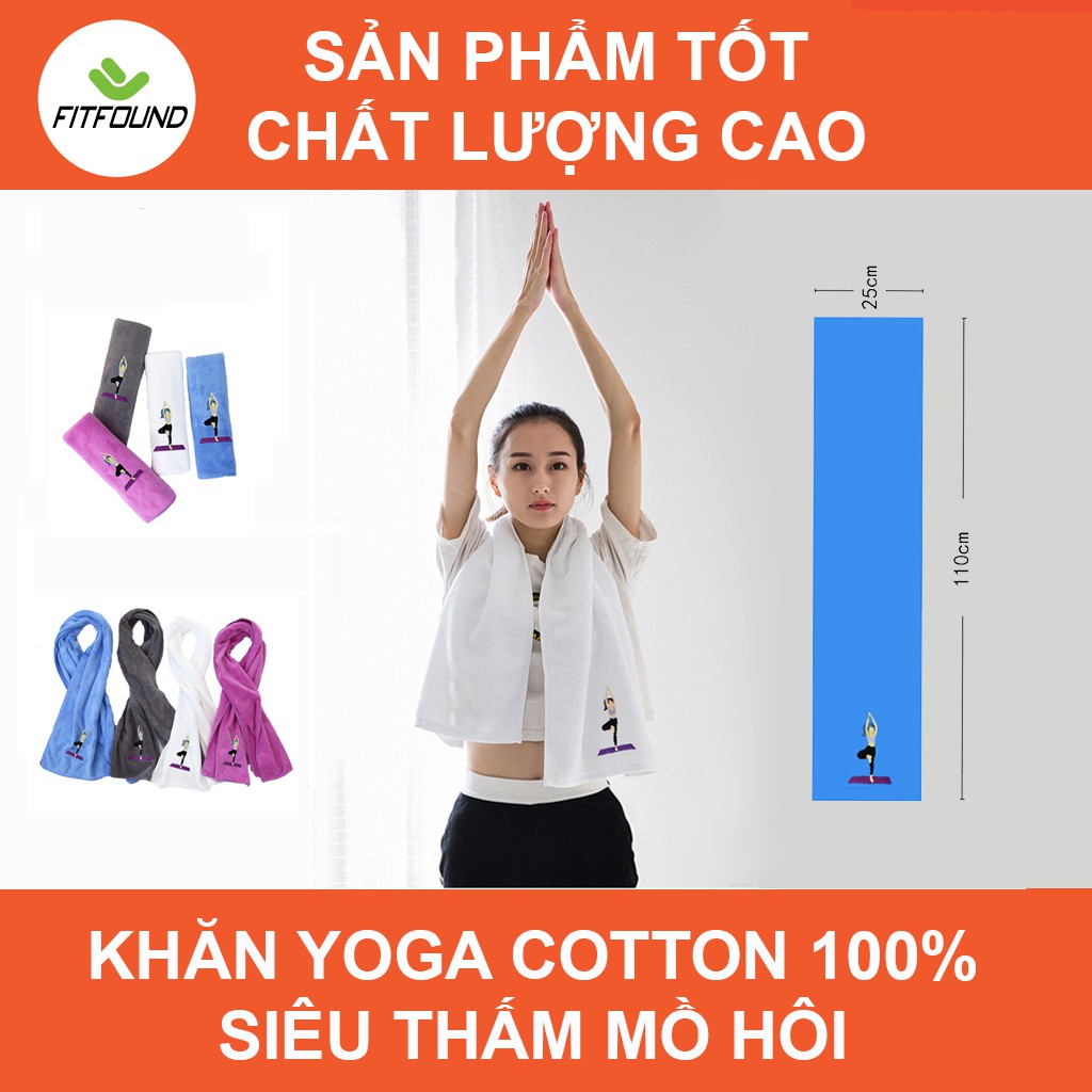 Khăn cotton thể thao lau thấm mồ hôi thêu hình cô gái tập yoga