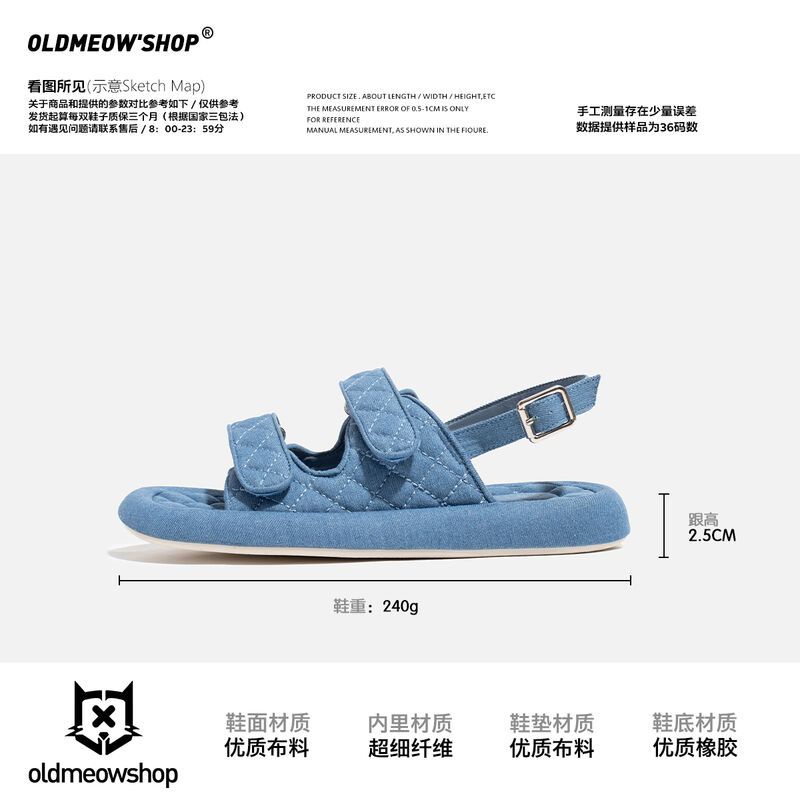 Sandal Denim Đế Dày Thiết Kế Mới Thời Trang Dành Cho Mùa Hè