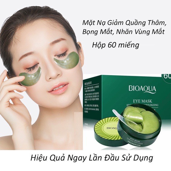 Mặt nạ mắt Bioaqua dưỡng mắt dưỡng da cấp ẩm trắng da chống lão hóa giảm mụn hộp 60 miếng MN22