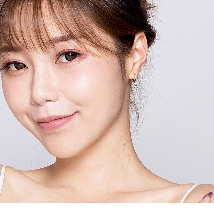 Khuyên Tai Bamoer BSE157 Dạng Vòng Đính Đá Trang Trí Chất Liệu Bạc Thật 925 Đẹp Mắt