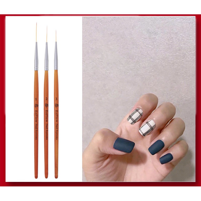 Bút Cọ Vẽ Nét Gel Chuyên Vẽ Móng Nail Art Brush Pen (Bộ 3 Cây)