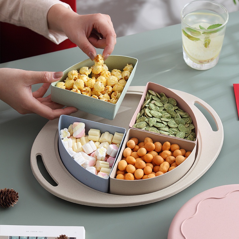 Hộp đựng mứt tết lúa mạch (Có nắp)