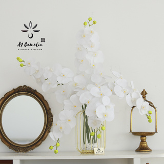 Hoa Decor - Combo Bình và 5 Cành Hoa Lan Cao Cấp Chính Hãng Camelia, Hoa Decor Trang Trí Nhà Cửa Siêu Đẹp