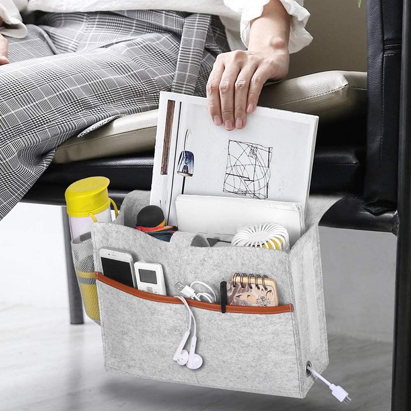 Hộp Đựng Khăn Giấy / Điện Thoại / Máy Tính Bảng Bằng Vải Nỉ Màu Xám Nhạt Tiện Dụng