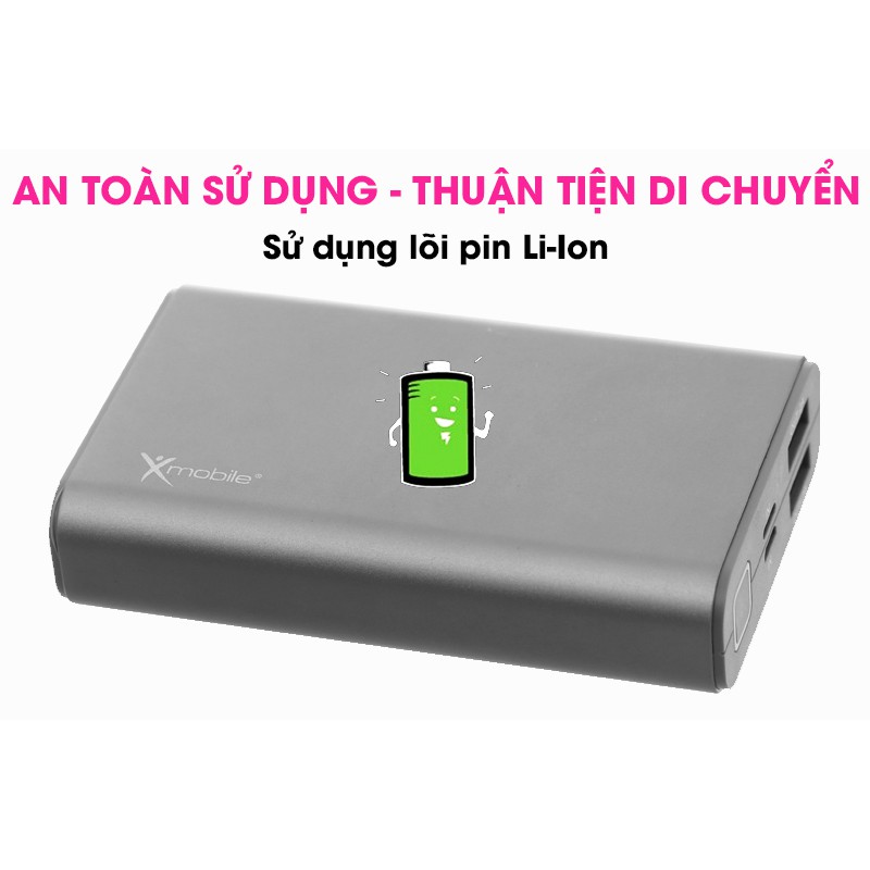 Pin sạc dự phòng 10.000 mAh Lightning Xmobile LJ JP90S Nhôm Xám