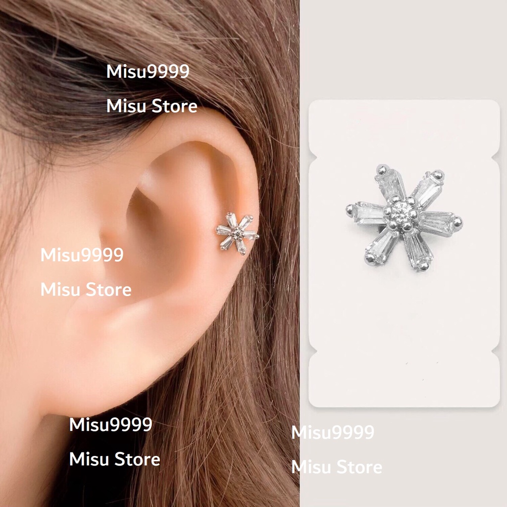 Khuyên titan 6 cánh hóa đính kim nam nữ