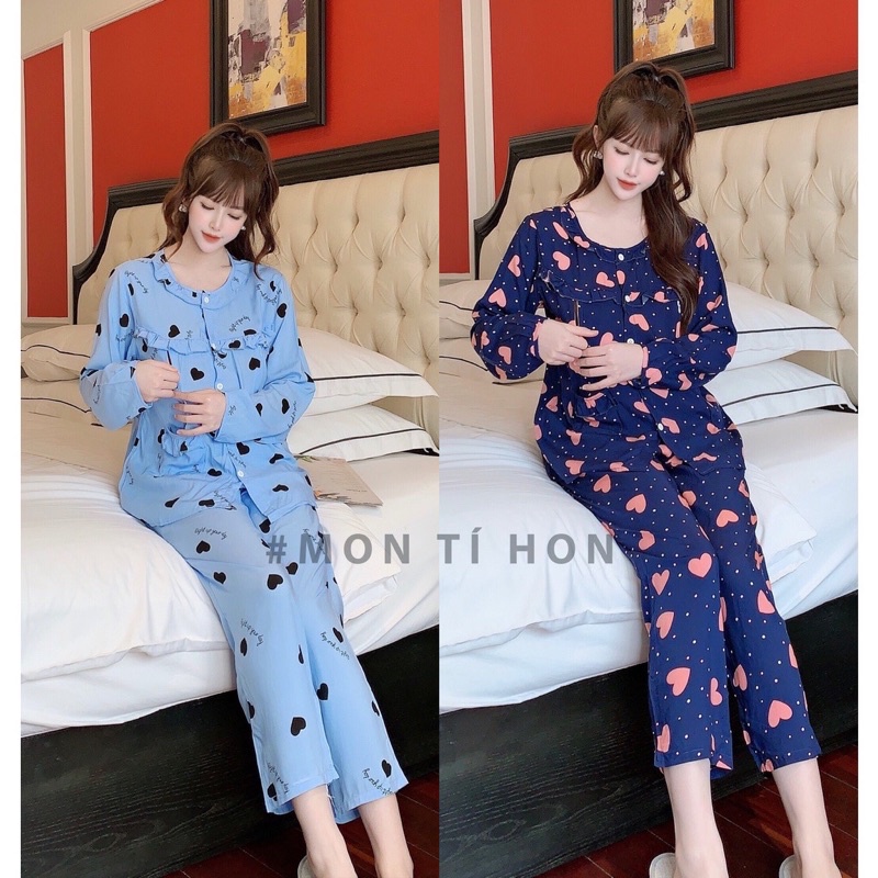 ) Bộ đồ bầu pyjama lanh thái mặc bầu sau sinh - Bộ ở cữ mặc nhà siêu mát cho mẹ bầu sau sinh