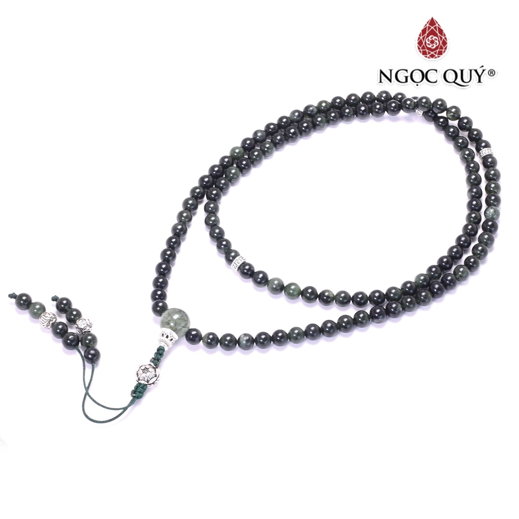 Vòng chuỗi 108 hạt thạch anh tóc xanh - Ngọc Quý