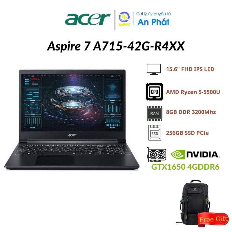 Acer Gaming Aspire 7 A715-42G-R4XX/ R6ZR (Chip AMD Ryzen R5-5500U / GTX 1650 4GB)