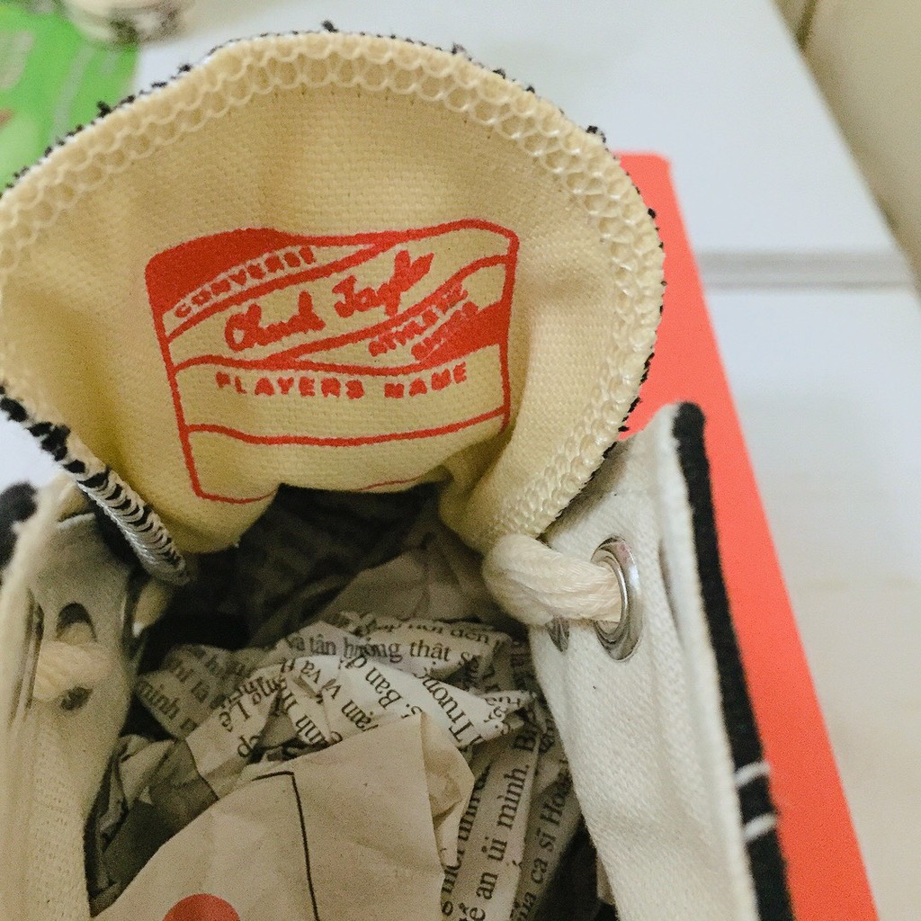 Giày thể thao nam nữ 1970s cao cổ CV1 đen trắng, đế cao màu kem, mũi giày bóng | BigBuy360 - bigbuy360.vn