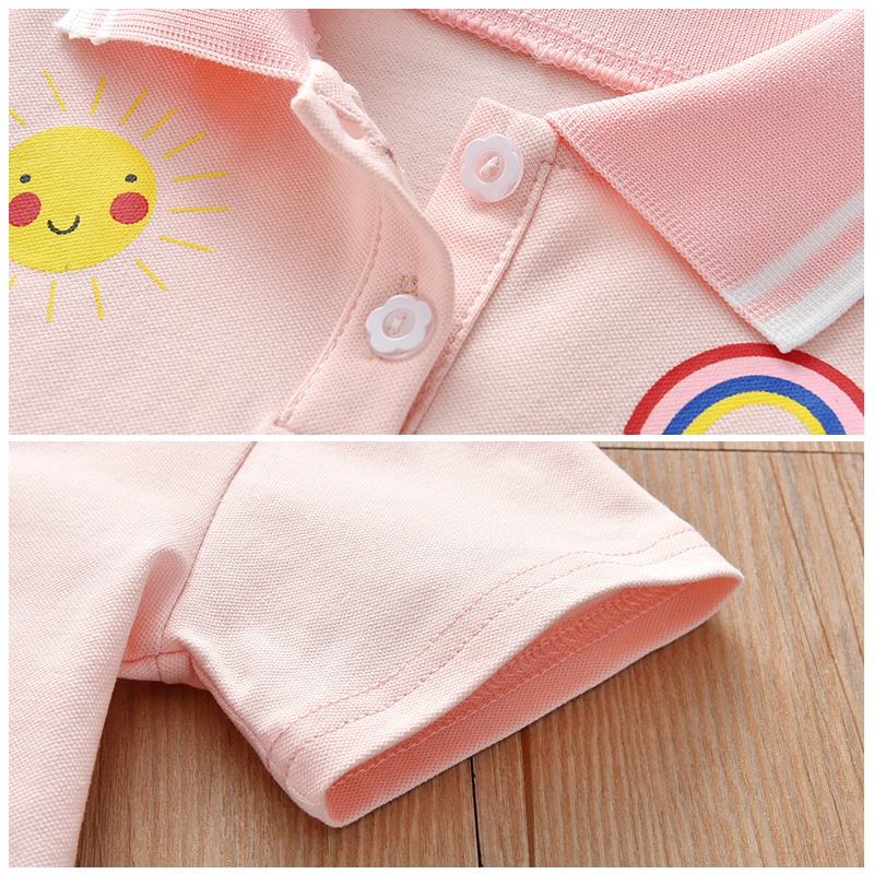 Đầm Xếp Ly Tay Ngắn In Hoạt Hình Kiểu Preppy Thời Trang 2023 Cho Bé Gái