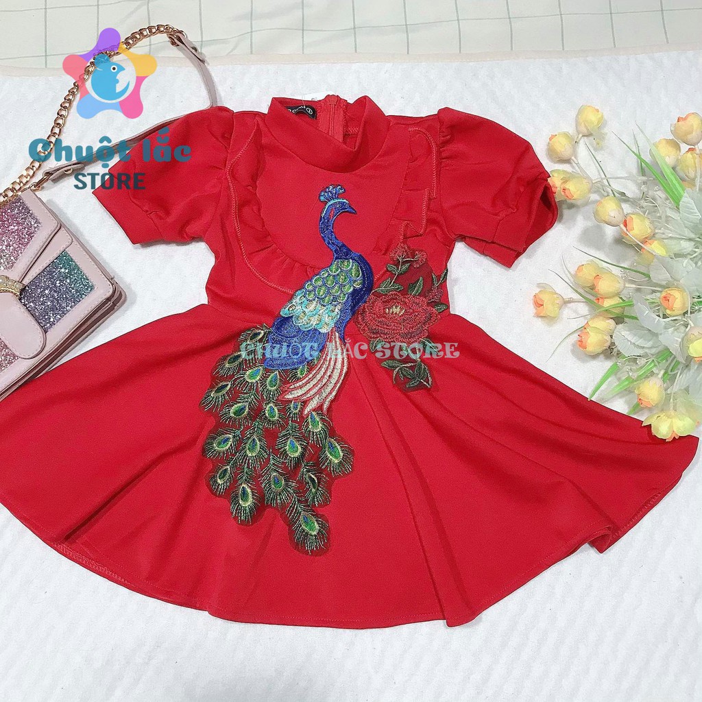 Đầm Công Chúa Chuột Lắc Store Cho Bé Gái Thun Umi Hình Công Từ 10Kg Đến 24Kg (Màu Đỏ)