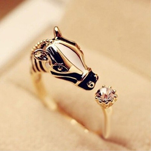 Nhẫn vòng mở có thể điều chỉnh mặt hình ngựa dễ thuơng cho nữ