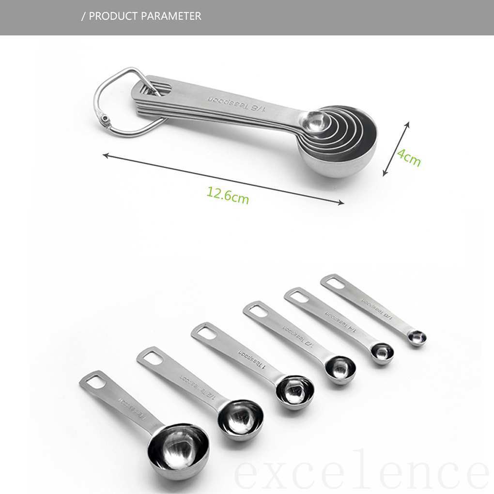 Set 6 Muỗng Đo Lường Bằng Thép Không Gỉ Tiện Dụng Cho Nhà Bếp