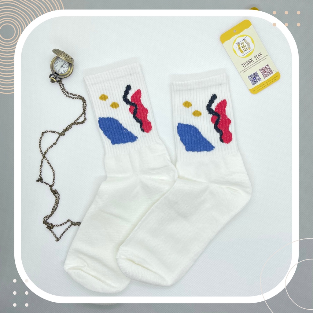 TẤT VỚ CỔ CAO TRUNG HỌA TIẾT VỆT MÀU SƠN ĐỘC ĐÁO