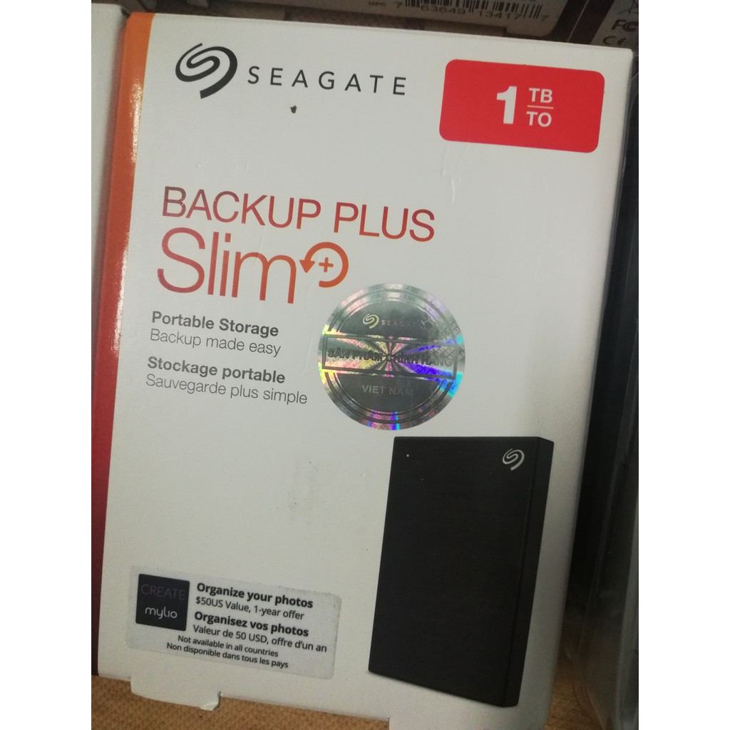 Ổ Cứng Di Động Seagate Backup Plus Slim 1TB, tặng túi chống sốc