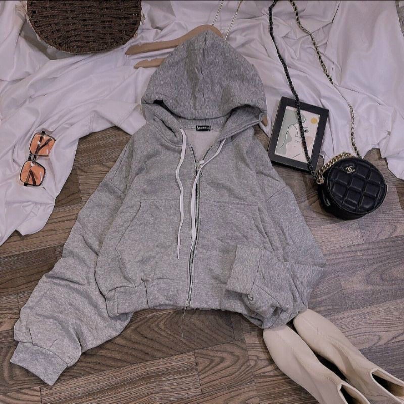 Khoác nỉ ngoại Tay phồng Croptop