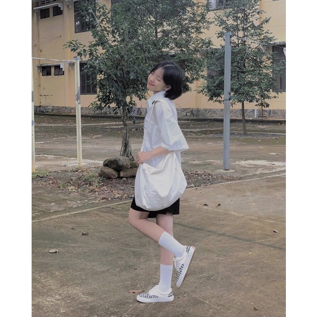 Áo Sơ Mi Trắng Học Sinh Cộc Tay From Rộng
