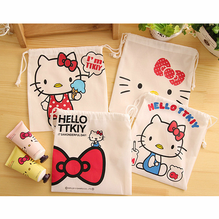 Hellokitty Túi Dây Rút Mini Hình Hello Kitty Xinh Xắn Phong Cách Hàn Quốc