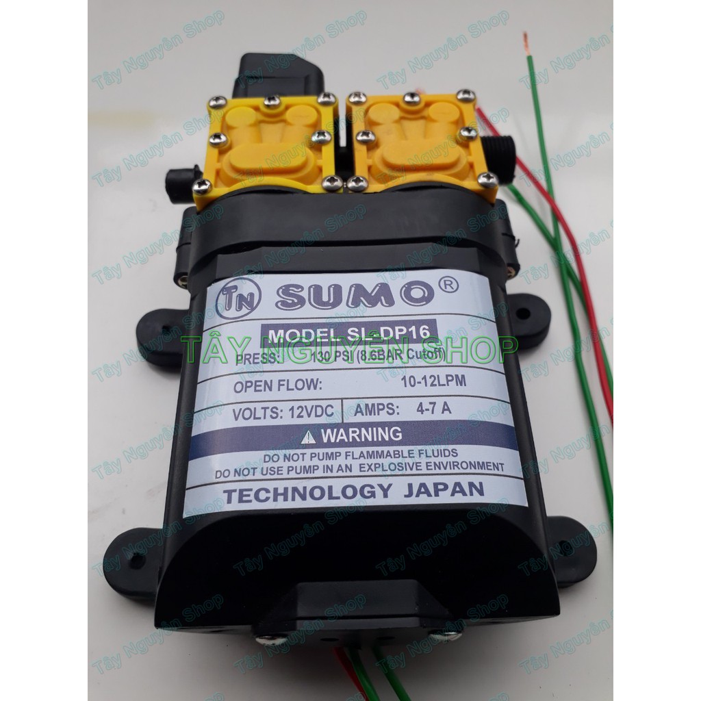 Máy bơm đôi SUMO tăng áp lực nước mini 12V 130W Lưu lượng 10-12 LPM - Máy Rửa Xe,Xịt Rửa