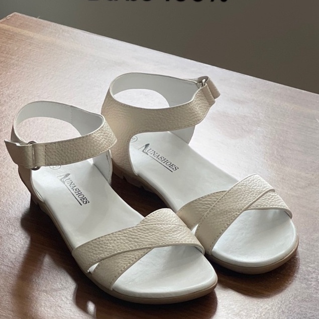 Dép sandal nữ đế bệt Lunashoes 6601 giày da bò thật mềm êm chân bảo hành 24 tháng