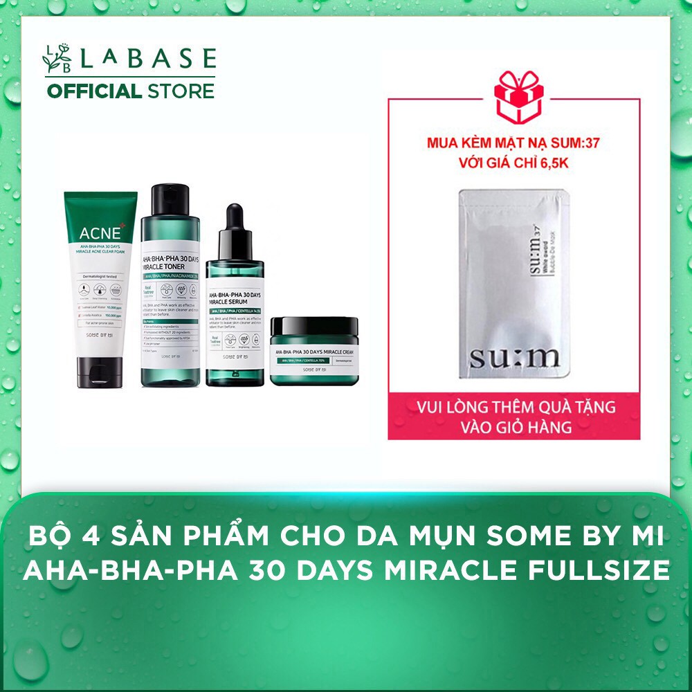 Bộ 4 Sản Phẩm Cho Da Mụn Some By Mi AHA-BHA-PHA 30 Days Miracle Fullsize - Hàng Nhập Khẩu