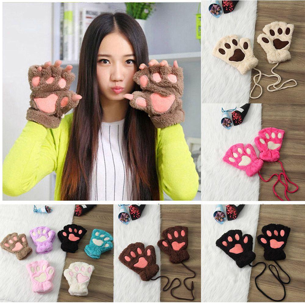 NIUYOU Găng Tay Hở Ngón Mùa Đông Mềm Mịn 14 Màu Cho Nữ