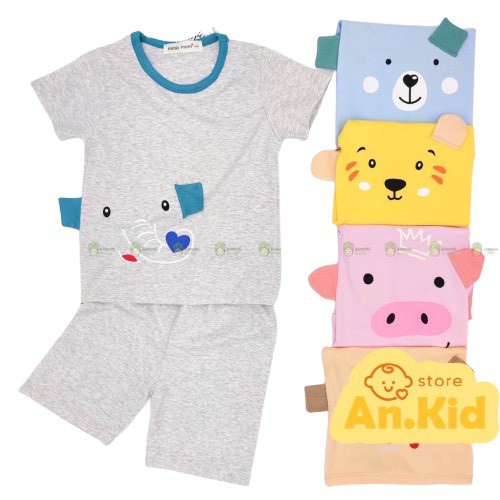 Đồ Bộ Bé Trai, Bé Gái Minky Mom Chất Thun Cotton Họa Tiết Động Vật 3D Dễ Thương, Bộ Cộc Tay Cho Bé Mặc Nhà AN.KID