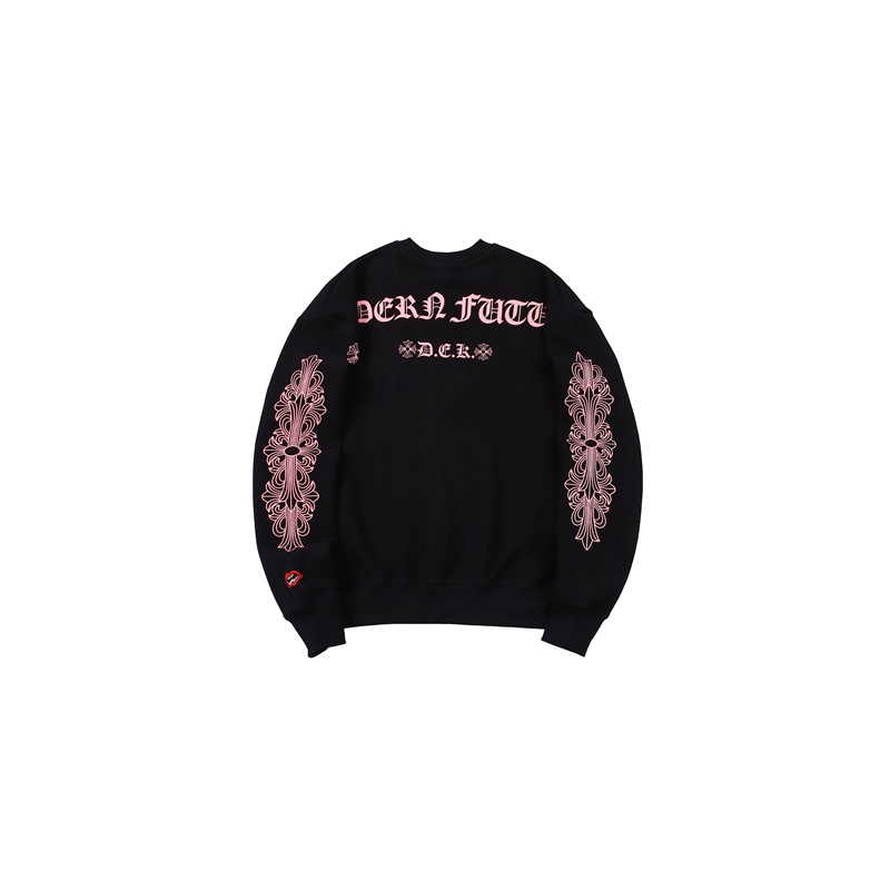 Áo sweater CHROME HEARTS cổ tròn dài tay họa tiết hoa anh đào thời trang cho nam nữ