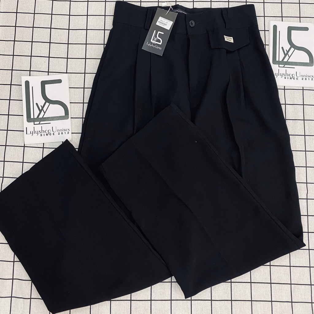 Quần ống rộng Basic LylyshopUnisex, quần ống suông vải tuyết cát hàn quốc đứng dáng cạp cúc lưng cao kiểu quần tây | BigBuy360 - bigbuy360.vn