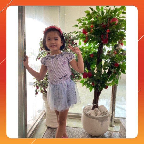 Bộ váy thời trang L&L Kids cho bé 3-6 tuổi chất vải kate phối voan