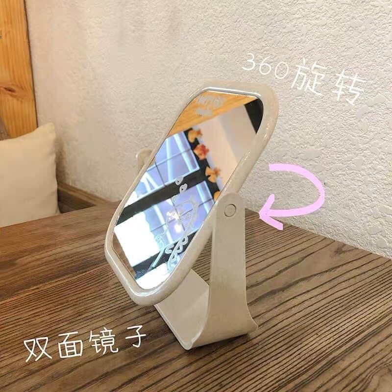 Gương Trang Điểm để bàn Gương trang điểm để bàn 2 mặt xoay chất liệu lúa mạch bền chắc B5
