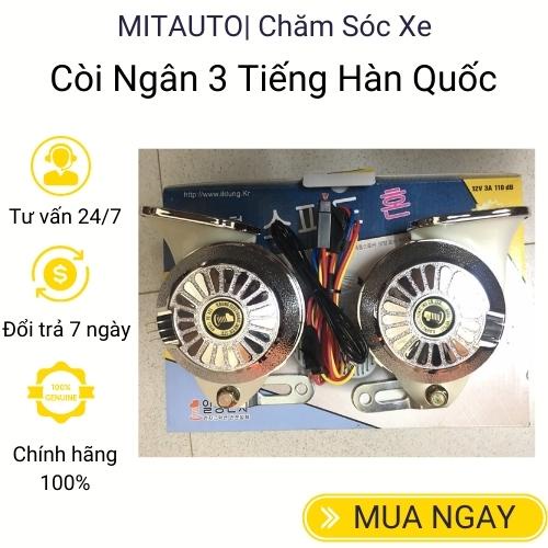 Còi ngân 3 tiếng Hàn quốc sử dụng cho ô tô xe hơi điện áp 12V 24V bảo hành 1 đổi 1