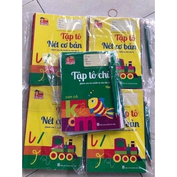sét 10 quyển vở tập tô chữ và số cho bé chuẩn vào lớp 1(tặng kèm 2 bút và 1 tẩy)