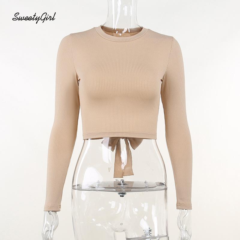 Áo Thun Dệt Kim Tay Dài Cổ Tròn Màu Trơn Ôm Dáng Thời Trang 2022 Cho Nữ