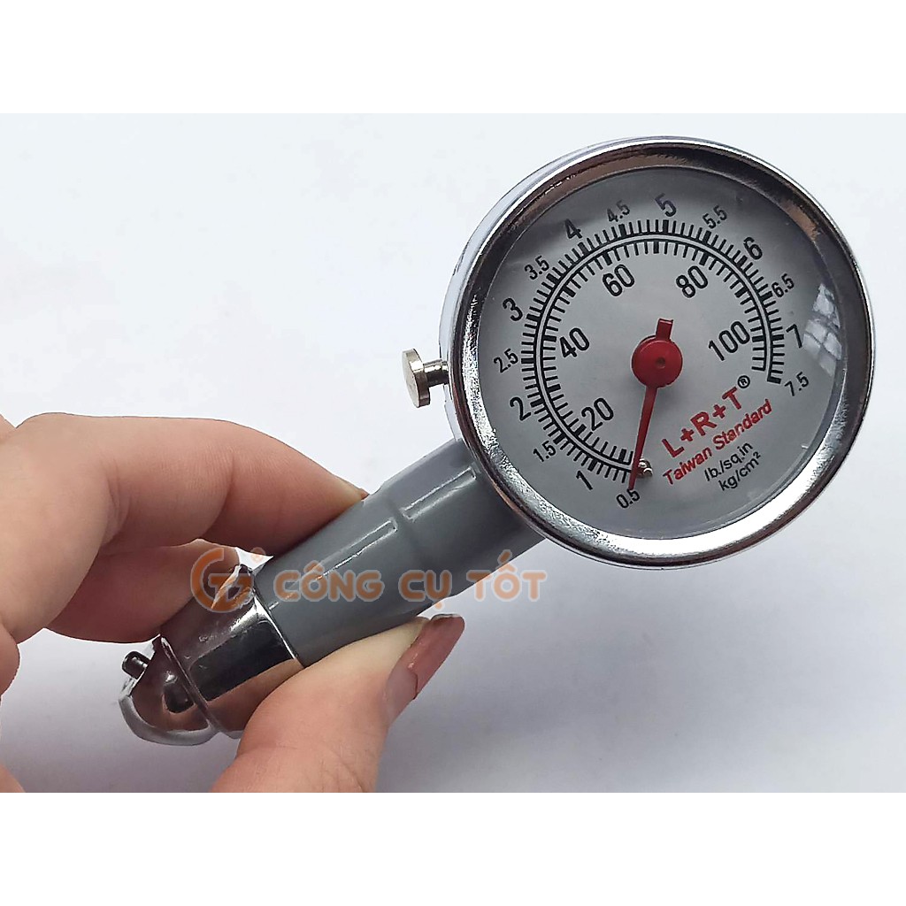 Đồng hồ áp suất hơi lốp xe theo đơn vị cân hơi, dải đo 0.5-7.5, độ chính xác 0.1 hiệu LRT