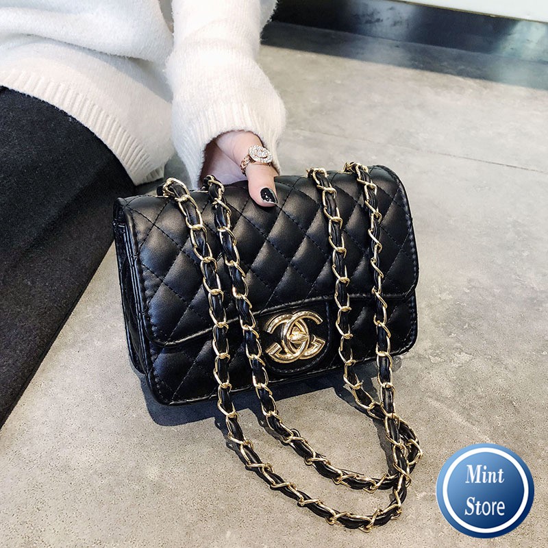 TÚI XÁCH NỮ CN CLASSIC SIZE 21 KHÓA XOAY CHỈ CHÉO CAO CẤP HH 106